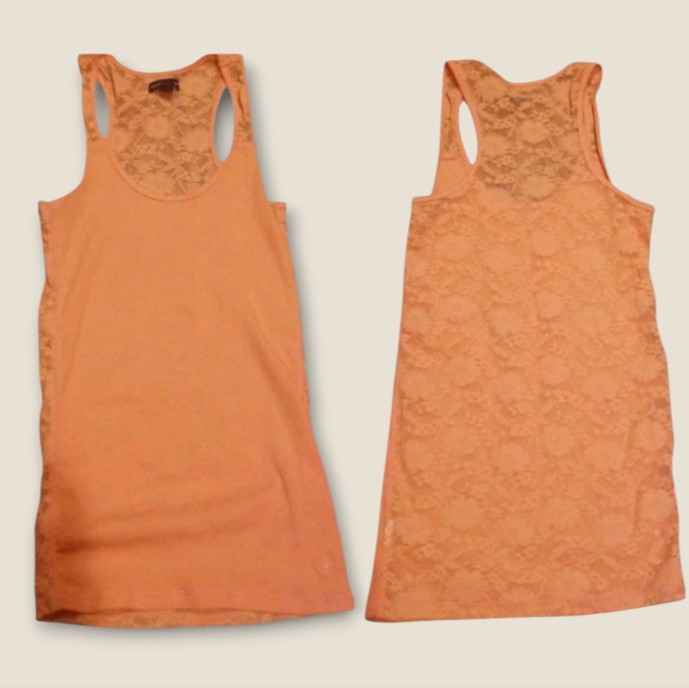 American Eagle Outfitters Orange Lace Tank Top